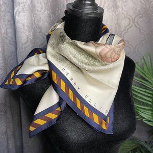 Designer, Vintage Perry Ellis Silk Duck Scarf